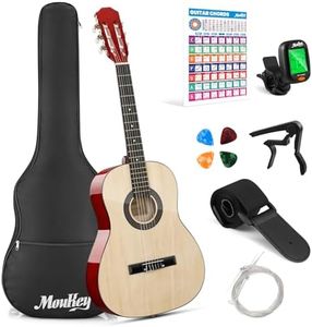 Moukey 36 Inch Acoustic Guitar for Beginners Kids Youth 3/4 Size Dreadnought Travel Guitarra Acustica Kit with Chord Poster, Gig Bag, Tuner, Picks, Nylon Strings, Capo, Strap - Natural