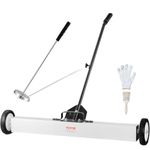 VEVOR 36-Inch Magnetic Sweeper with Wheels, 55 lbs Capacity, with Telescoping Magnetic Pickup Tool, Adjustable Handle, Magnetic Pickup Sweeper to Pick Up Nails and Screws, for Workshop, Garage, Yard