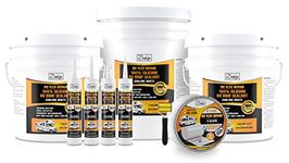 Ziollo RV Flex Repair 100% Silicone RV Roof Sealant Kit - EPDM Rubber Coating Kit to Waterproof Metal and Fiberglass on Motorhomes, Trailers, Campers (4 Tubes, 1 Tape, 2 1G Cans, and 1 5G Pail)