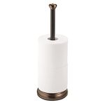 mDesign Metal Toilet Roll Holder — Contemporary Toilet Roll Dispenser Ideal for Bathrooms — Freestanding Toilet Paper Holder with Space for 3 Rolls — Bronze/Brown