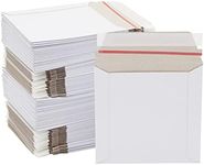 Juvale 100 Pack 6x6 Rigid Mailers - 450 GSM Thick and Sturdy - Self Sealing Stay Flat Cardboard Envelopes for Mailing CDs, DVDs (White)