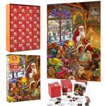 Advent Calendar 2024 Christmas Jigsaw Puzzles, Christmas Countdown Calendar for Kids Adults Teens with 1008 Pieces Puzzles, 24 Boxes of Advent Calendars Christmas Presents for Kids
