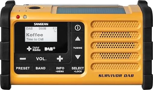 Sangean MMR-88 Survivor M8 Radio - Portable Emergency Radio - Crank Radio with Emergency Buzzer and LED Torch - Black/Yellow