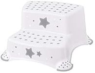 Babycurls Little Journey Toilet Training Kids Non Slip Up Double Two Step Stool With Grips Unisex White For Safe Toddler Loo Potty Training in The Bathroom And Home