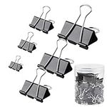 TIMESETL 120Pcs Binder Clips, Paper Clips Assorted Sizes Mini/Small/Medium/Large/Extra Large, Paper Binder Clips Paper Clamps for Home School Office Supplies, Black