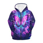 Ystardream Cute Zip Up Hoodies for Teen Girls Graphic Fall Clothes Sweatshirts 6-16 Y, Galaxy Butterfly, Small