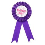 PATIKIL Birthday Girl Ribbon,Purple Satin Fabric Birthday Women Tinplate Badge Pin,Happy Birthday Princess Party Button Pins,Girls Brooches for Party Decoration, Purple