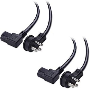 Cable Matters 2-Pack 16 AWG Low Profile Right Angle Power Cord, 90 Degree Power Cord, 6 Feet (NEMA 5-15P to Angled IEC C13)