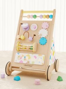 Little Orchard Baby Wooden Baby Walker with Upgraded Adjustable Speed Control, Montessori Activity Push Walker with Wheels, Baby Walker Toy for Toddlers, Gift for Boys & Girls 1 Year Old