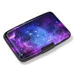 Atufsuat Credit Card Holder, Mini Aluminum Card Wallet RFID Blocking Slim Metal Hard Card Case for Women Men, Galaxy