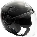 MMG Helmets Open Face Pilot Style Integrated Flip Up Visor DOT - Model 28 (Shiny Black, Large)