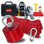 360 Degree Fishing Magnet for Magnetic Fishing,1700LB Neodymium Magnets for Salvage Treasure with 65ft Rope,Threadlocker, and Cut Resistant Glovesin Rivers,Oceans and Lakes,9 Piece Complete Set