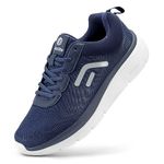 FitVille Men's Extra Wide Fit Walking Running Shoes Breathable Mesh Athletic Sneakers with Arch Support for Gym Dark Blue 10 UK Wide