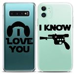 Cavka Matching Couple Cases Compatible with Apple iPhone 11 Clear I Love You Gift Silicone Pair Cover Black Gun Boyfriend Present Anniversary Military Cute