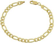 Kooljewelry 14k Yellow Gold Filled Men's Solid 6 mm High Polish Figaro Link Bracelet (8.5 inch), 8.5 inch, Gold