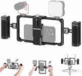 NEEWER Upgraded Phone Rig Vlogging Kit, Video Stabilizer with Dual Handle, Wireless Mic Clip Slot for Tiktok/YouTube, Compatible with SmallRig iPhone 15 14 Pro Max 13 Pro Max Galaxy S23, PA009