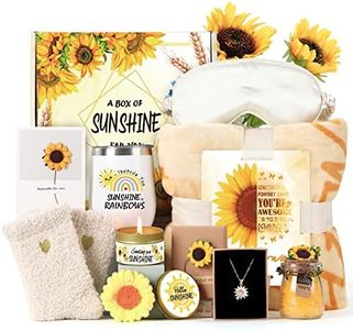 Sending Sunshine Gift, Sunflower Gifts for Women, Care Package, Birthday Gifts Box, Get Well Soon Gifts Basket Thinking of You Gift for Women, Friend, Sister, Mom with Inspirational Blanket