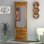 DYNAMIZE ART Wood Dressing Table With Mirror & Storage | Drawer | Bedroom Furniture | Makeup Vanity | Neutral Finish, Brown
