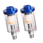 Quickun Water Oil Separator Filter, 1/4" NPT Inlet and Outlet Air Compressor Fitting with Pressure Regulator for Spray Gun Fitting (Pack of 2)