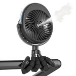 COMLIFE Misting Baby Stroller Fan, 270° & 360° Pivoting Portable Fan, Battery Operated USB Fan, Handheld Misting Fan, with Flexible Tripod Clip on Car Seat Crib Bike Treadmill Bunk Bed (Black)