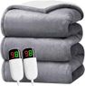 Heated Blanket Queen Size (84"x90") Heating Blanket, Dual Control Fast-Heating,Thick Warming Plush Electric Lap Blanket Sherpa for Adults with 5-Position Timer &10 Heating Levels,Grey