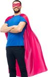 Adults Superhero Cape and Mask, Gifts for Men Women Teen Birthday Halloween Cosplay Costume Party (Pink)