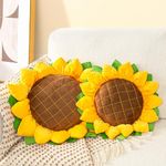 AELS Set of 2 Sunflower Pillow, 3D Decorative Throw Pillow, 20.4"& 16.5" Cute Sunflower Decor for Plant Lover, Sofa Couch Living Room Bedroom Nursery Decor, Yellow