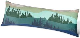 Play Tailor Body Pillow Cover with Zipper 20x54 Soft Velvet Body Pillow Case Patterned Long Pillowcase for Adults Green Blue Mountain