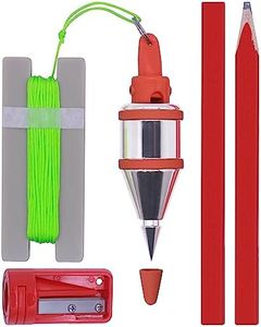 HCCMLOVE Plumb Bob - 8 oz(227g) Plumb-Rite With 16 ft(5m) String, Pencil Sharpener,2 Pencils,Line Reel Used in Construction Can Stretch The String Line Level and Quickly Stabilize the Door Plumb Bobs