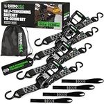 Rhino USA Self Tensioning Ratchet Tie Down Straps (4PK 1.6INX8FT)- Heavy Duty Patented Cargo Strap Keeps Tension When Your Load Shifts - Used for Motorcycle, ATV, UTV, Truck, General Cargo & More