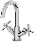 Architeckt® Lattra Bathroom Basin Sink Mixer Tap Modern Mono Round Twin Crosshead Handle Faucet for Sinks, Chrome