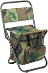 Sequpr Foldable Camping Chair with Cooler Bag, Hunting Fishing Chair Backpack with Backrest, Compact Camping Chair Stool for Fishing Hiking Hunting (Camouflage)