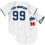 TIFIYA Los Angeles 99 Stripes Printed Baseball Jersey LA Baseball Team Short Sleeve Button Down Hip Hop Tee Shirts for Young Men Women T048-White-L