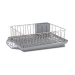 Farberware 3-Piece Large Dishrack Set, Rust-Resistant with Removable Flatware Holder, Gray