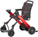 Foldable Electric Wheelchair Rollator Walker Combo for Adults & Seniors, Lightweight Motorized Transport Wheelchair with PAi Smart Safety System, Airline Approved, Travel Size, 18 Miles Range, Red