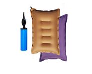 RAV Cotton Fabric Travelling Pillow with air Pump. Lightweight, Portable, Washable, Suitable for All Best Home, Office, Airplane, and Cars Camping Color- Multi Color.Pack of 2