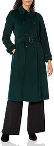 Cole Haan womens Flared Trench Slick Wool Coat, Forest, 10