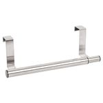 1x 40cm Stainless Steel Over-Door Towel Rail - Bathroom Kitchen Toilet Cupboard Cabinet Door Mounted Hand Towel Holder Rack Hanger - By Ashley