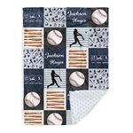 Personalized Baby Blanket for Boys, Custom Baby Blanket with Name, Soft Flannel with Double Layer Dotted Backing, Receiving Swaddle Blanket Suitable for Infants and Toddler, Baseball(30”x40)