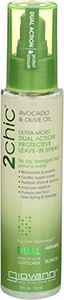 GIOVANNI 2chic Ultra-Moist Dual Action Protective Leave-In Spray, 4 oz. - Protects from Heat Styling Breakage, Avocado & Olive Oil, Aloe Vera, Shea Butter, Botanical Extracts, No Parabens, Color Safe