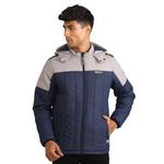 Boldfit Men's Polyester Padded Standard Length Jacket (Bomberjacket505M_Blue,Grey), Medium