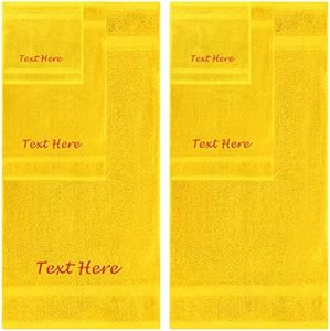 Personalized Passion Towels Set - 6 Pack Super Soft & Absorbent Turkish Cotton Towels for Bathroom, Spa, Gym, Pool and Hotels - Includes 2 Bath Towels, 2 Hand Towels, 2 Washcloths - Yellow Towel Set