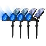 T-SUN LED Solar Spotlights, 4 LEDs Waterproof Outdoor Security Garden Landscape Lamps, Auto-on At Night/Auto-off By Day, 180 Angle Adjustable for Tree, Patio, Yard, Driveway, Stairs, Pool Area.