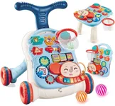 3 in 1 Baby Walker for Boys Girls Sit-to-Stand Learning Walkers Activity Center Table Educational with Removable Play Panel Weight Gain Design Walking Toys Baby Push Walker for Infant Boys Girls