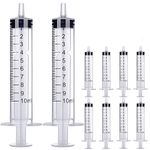 10 Packs Plastic Syringe with Measurement, No Needle Suitable for Scientific Labs, Measuring, Watering, Refilling (10ml)