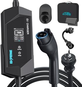 EVPEIWE Type 1 EV Charger 10A/15A EV Charging Cable with Australian 15A Plug/10A Adapter with Adjustable Current Portable Electric Vehicle Charger for Type 1/SAE J1772 EVs, Black/5M
