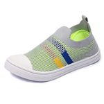 MYAU Slip On Mesh Shoes Boys and Girls (Grey/Parrot Green, numeric_11)