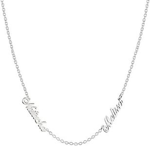 Ouslier Personalized 925 Sterling Silver Two Name Necklace Pendant Custom Made with 2 Names (Silver)