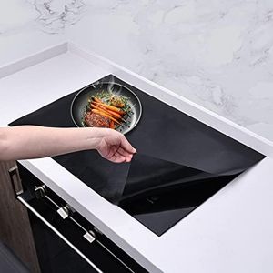 KitchenRaku Large Induction Cooktop Protector Mat, (Magnetic) Electric Stove Burner Covers Antiscratch as Glass Top Stove Cover (Simple black, 54x90CM)