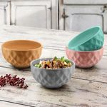 URBAN CHEF Ceramic Bowls | 500 ML | Kitchen Accessories Items, Microwave Safe Bowl, Serving Bowl, Bowl Set, Bowls for Kitchen, Mixing Bowl, Prism Ceramic Handcrafted (Set of 4 - Multicolour)